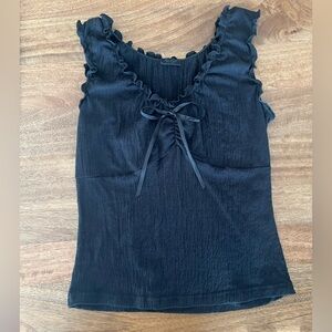 PacSun Black Ruffled Tie-Front Tank Top